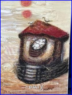 Helga Schweininger Signed Surreal Oil Painting Strange World Folk Art 24x30