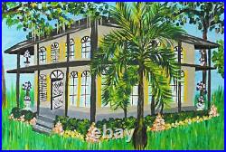 Hemingway House Painting Key West Folk Art Outsider Vintage Architecture Arnold