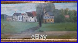 Houses in a Landscape Folk/Primitive Oil Painting-1940s-Vincent Canade-1879-1961