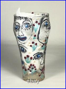 Howard Finster Early 1990s Folk Art Coca Cola Glass Painting
