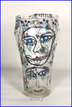 Howard Finster Early 1990s Folk Art Coca Cola Glass Painting