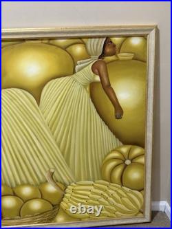 Huge Haitian Folk Art Painting Women Fruit Harvest African Caribbean 63x 43 Huge Haitian Folk Art Painting Women Fruit Harvest African Caribbean 63x 43