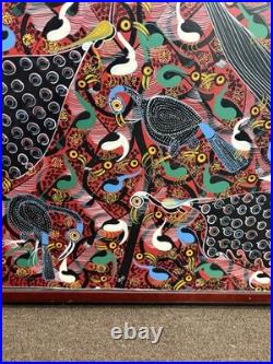 Huge Steven Lewis Tingatinga Bird Painting Signed Tanzanian African Art 44x31