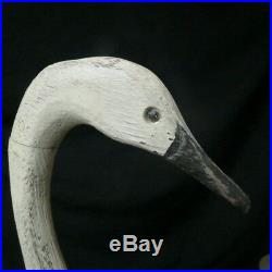 Huge folk art bird figurine / decoy Swan or Goose original paint 23 carved wood