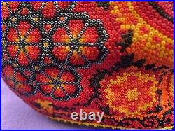 Huichol Tribe Mexican Folk Art Life-Sized Beaded Skull With Sacred Designs