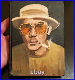 Hunter S Thompson Original Outsider Portrait Painting on Book