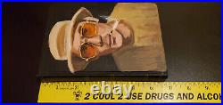 Hunter S Thompson Original Outsider Portrait Painting on Book