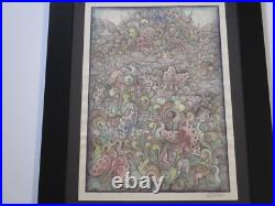 I Gusti Putu Sana Painting Pengosekan Bali Indonesian Folk Art Abstract Vintage