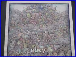 I Gusti Putu Sana Painting Pengosekan Bali Indonesian Folk Art Abstract Vintage