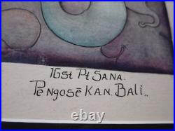 I Gusti Putu Sana Painting Pengosekan Bali Indonesian Folk Art Abstract Vintage