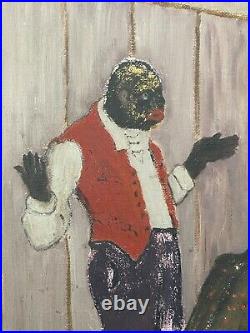 Incredible Antique African American Black Folk Art Slave Oil Painting WOW
