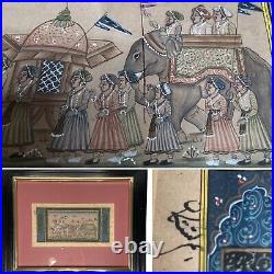 Indian Miniature Painting Rajasthani Royal Maharajah Procession Ethnic Folk Art