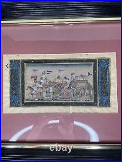 Indian Miniature Painting Rajasthani Royal Maharajah Procession Ethnic Folk Art