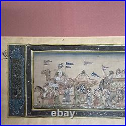 Indian Miniature Painting Rajasthani Royal Maharajah Procession Ethnic Folk Art