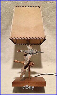 JAMES AHEARN Folk Art Lamp Miniature CARVED PAINTED Wooden PINTAIL Decoys 1950