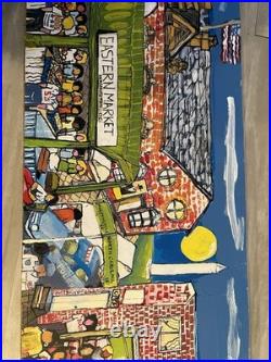 Jackson Collins Original Acrylic Painting Eastern Market DC Folk Art Signed