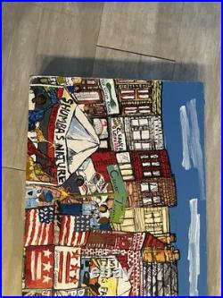 Jackson Collins Original Acrylic Painting Eastern Market DC Folk Art Signed