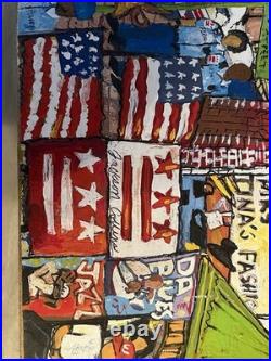 Jackson Collins Original Acrylic Painting Eastern Market DC Folk Art Signed