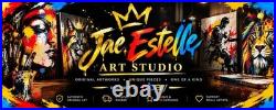 Jae Estelle Original 11x14 Folk Fruit Basket Still Life Painting Signed Canvas