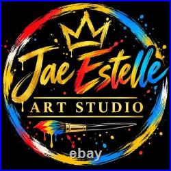 Jae Estelle Original 11x14 Folk Fruit Basket Still Life Painting Signed Canvas