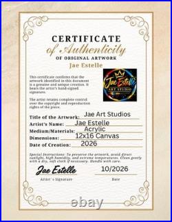 Jae Estelle Original 11x14 Folk Fruit Basket Still Life Painting Signed Canvas