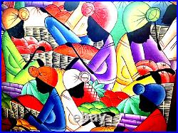 Jamaican Art Oil Painting Original Hand Signed A. Ferguson Market