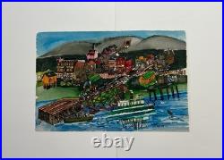 James L. Miller Jim Washington Original Painting Train Ship Town Folk Art VTG James L. Miller Jim Washington Original Painting Train Ship Town Folk Art VTG