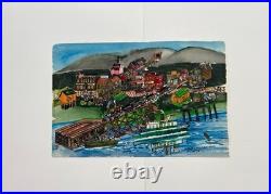 James L. Miller Jim Washington Original Painting Train Ship Town Folk Art VTG James L. Miller Jim Washington Original Painting Train Ship Town Folk Art VTG