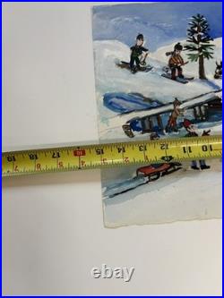 James Miller Jim Washington Landscape Painting Cabin Winter Scene Town Folk Art James Miller Jim Washington Landscape Painting Cabin Winter Scene Town Folk Art