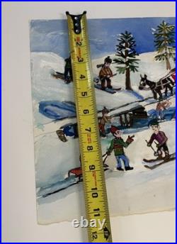James Miller Jim Washington Landscape Painting Cabin Winter Scene Town Folk Art James Miller Jim Washington Landscape Painting Cabin Winter Scene Town Folk Art