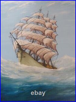 Jan Idema/Original Oil Painting/Signed/Schooners/Ocean/American Folk Art/Ships