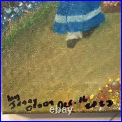 Jerry Olson Original Folk Art Painting Red Barn Landscape Couple Signed 2023 Art