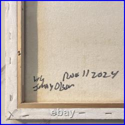 Jerry Olson Original Folk Art Painting Red Barn Landscape Couple Signed 2023 Art