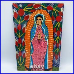 Jesús Lorenzo Virgen de Guadalupe Mexican Folk Art Hand-Painted on Masonite READ