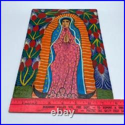 Jesús Lorenzo Virgen de Guadalupe Mexican Folk Art Hand-Painted on Masonite READ