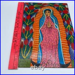 Jesús Lorenzo Virgen de Guadalupe Mexican Folk Art Hand-Painted on Masonite READ