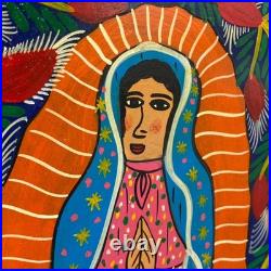 Jesús Lorenzo Virgen de Guadalupe Mexican Folk Art Hand-Painted on Masonite READ