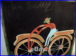 Jimmy Lee Sudduth Outsider Folk Art Bicycle Rider Painting