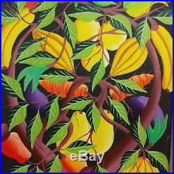 Joel Gauthier Painting Haitian Tropical Fruit 1976 Original Folk Artist 16 x 24