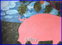 John Cornbread Anderson Primitive Outsider Southern Folk Art painting Pig &Fig