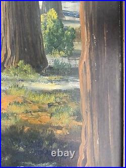 John Coultrup Early California Redwoods Deer Wildlife Landscape Antique Painting