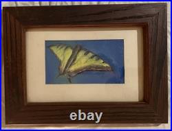 John Kefover Baltimore Barroom School Folk Art Oil Pastel Moth Painting Vintage