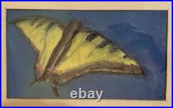 John Kefover Baltimore Barroom School Folk Art Oil Pastel Moth Painting Vintage John Kefover Baltimore Barroom School Folk Art Oil Pastel Moth Painting Vintage