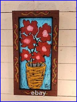 John Sperry Outsider Southern Flowers Folk Art Painting Poppies