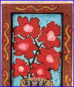 John Sperry Outsider Southern Flowers Folk Art Painting Poppies