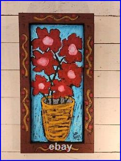 John Sperry Outsider Southern Flowers Folk Art Painting Poppies