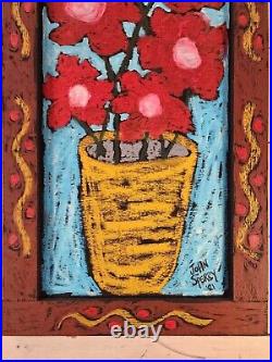 John Sperry Outsider Southern Flowers Folk Art Painting Poppies