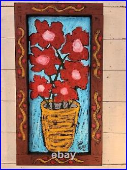 John Sperry Outsider Southern Flowers Folk Art Painting Poppies