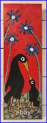 John Sperry Outsider Southern Primitive Bird Folk Art Painting Blackbirds Crows