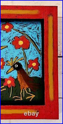 John Sperry Outsider Southern Primitive Folk Art Bird Painting Robins